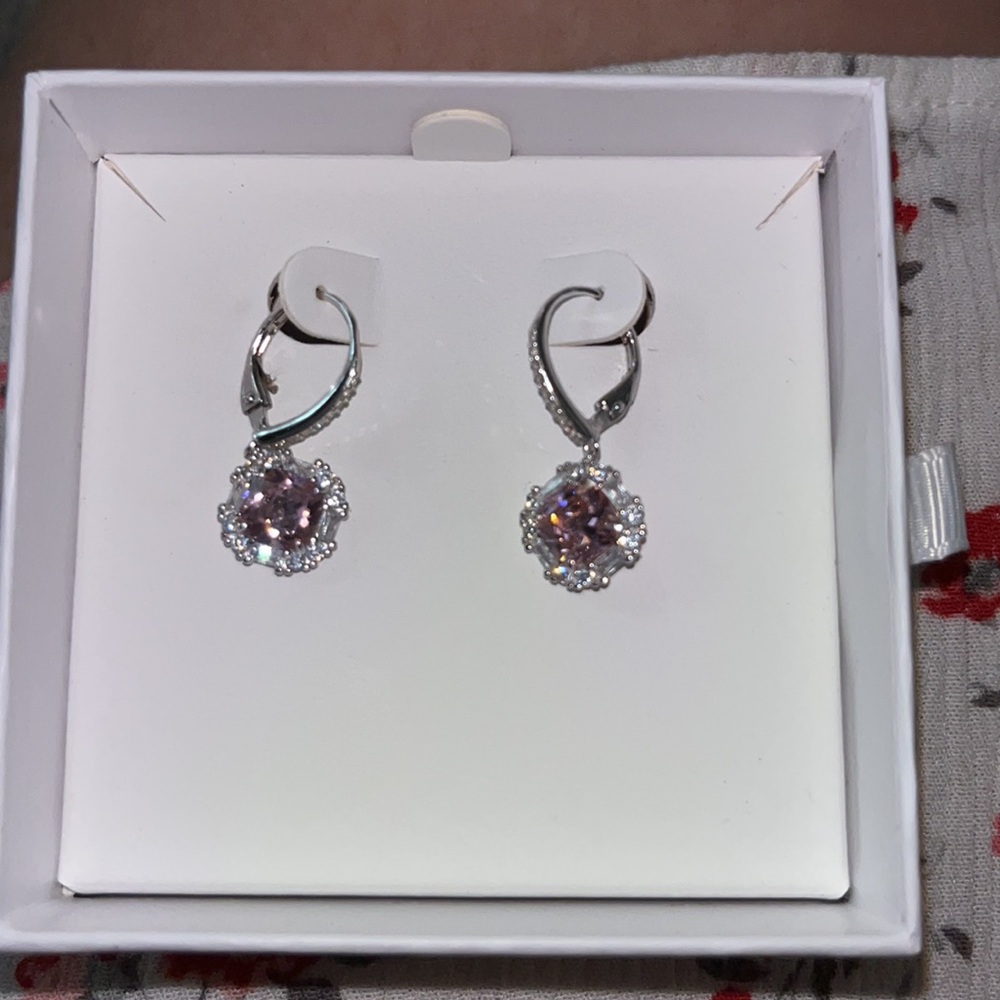 Beautiful lab created rose quart earrings